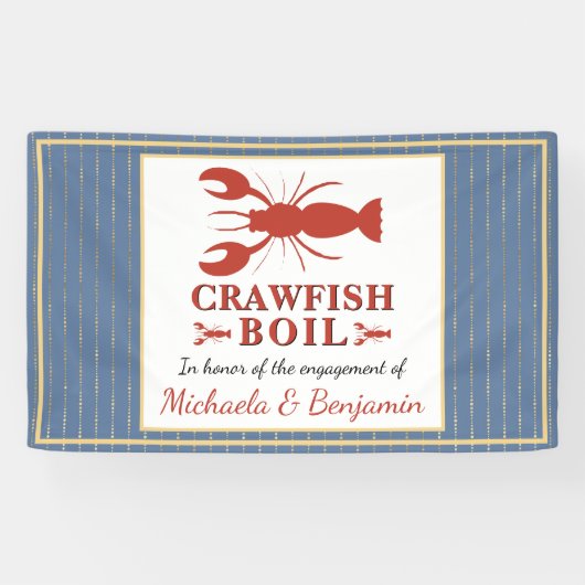Banderoles Crawfish Boire de fruits de mer Blue Gold Party (Horizontal)