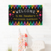 Banderoles Crayons Stars Colorful Welcome Teacher's Classroom (En situation)