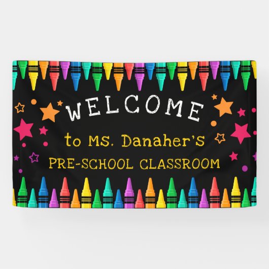 Banderoles Crayons Stars Colorful Welcome Teacher's Classroom (Horizontal)