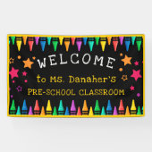 Banderoles Crayons Stars Colorful Welcome Teacher's Classroom (Horizontal)