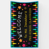 Banderoles Crayons Stars Colorful Welcome Teacher's Classroom (Vertical)