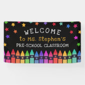 Banderoles Crayons Stars Colorful Welcome Teacher's Classroom (Horizontal)