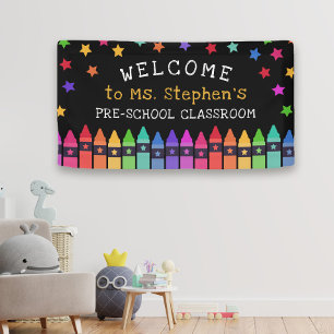 Banderoles Crayons Stars Colorful Welcome Teacher's Classroom