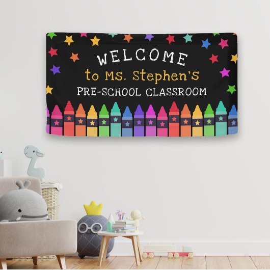 Banderoles Crayons Stars Colorful Welcome Teacher's Classroom