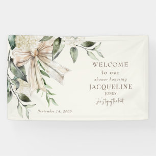 Banderoles Cream Tying Knot Bow Affiche de bienvenue douche