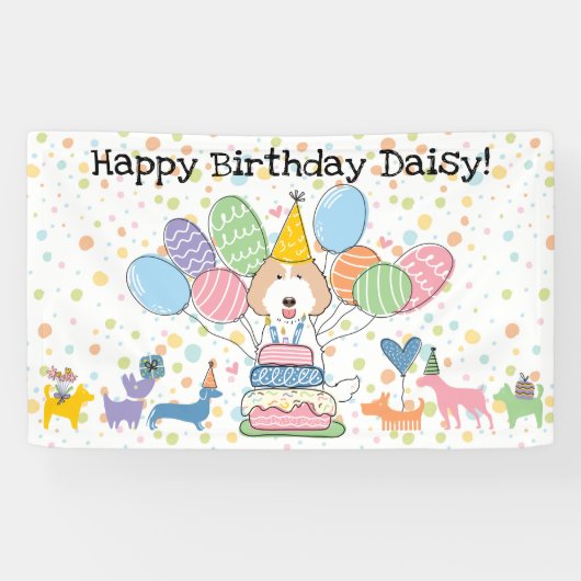 Banderoles Cream White Labradoodle Chien fête d'anniversaire (Horizontal)