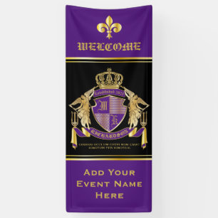 Banderoles Créez votre blason d'armoiries d'or mauve Emblèm