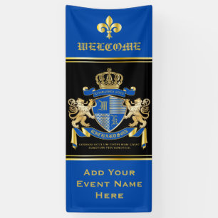 Banderoles Créez votre propre armoirie Blue Gold Lion Emblem