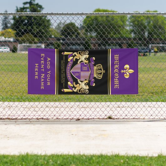 Banderoles Créez votre propre armoiries Emblème d'or violet (En situation)