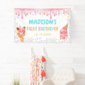 Banderoles Crème de glace 1er fête d'anniversaire (En situation)