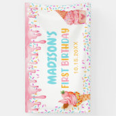 Banderoles Crème de glace 1er fête d'anniversaire (Vertical)