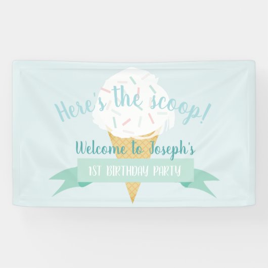 Banderoles Crème de glace turquoise Voici l'anniversaire de S (Horizontal)