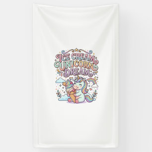 Banderoles Crème Glacée Licorne Rêve de Licorne Typographie D
