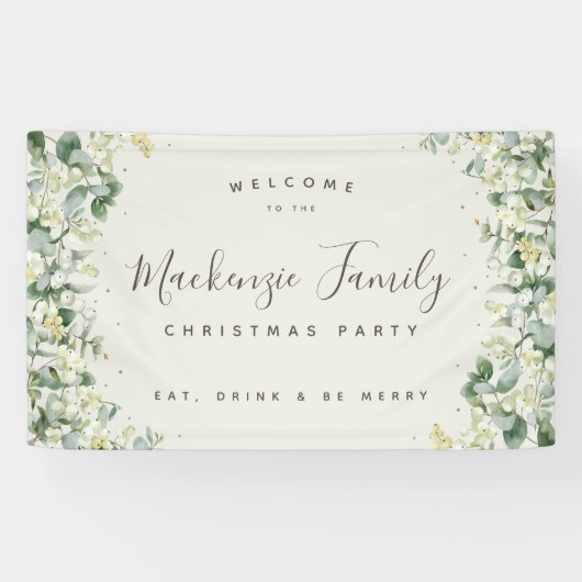 Banderoles Crème Snowberry+Eucalyptus Fête de Noël (Horizontal)