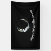 Banderoles Crescent Bleu Lune aux fleurs blanches Anniversair (Vertical)