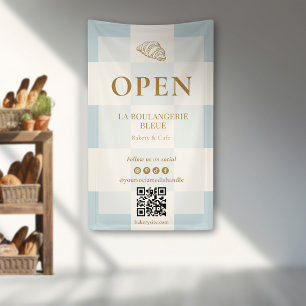 Banderoles Croissant à carreaux bleus français Présentation d