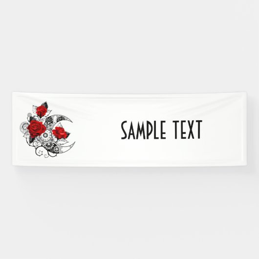 Banderoles Croissant mécanique avec roses rouges (Horizontal)