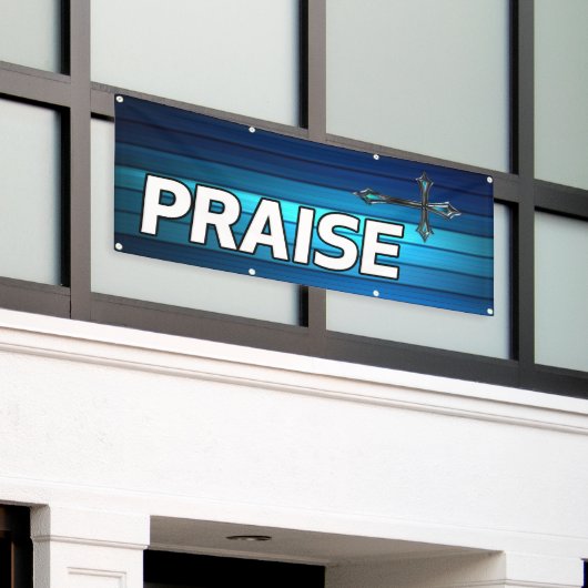 Banderoles croix bleues et planches Louanges (Bâtiment extérieur)