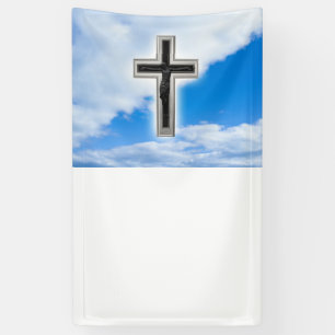 Banderoles Croix chrétienne à ciel bleu arrière - plan