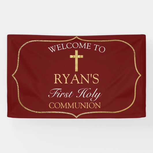 Banderoles Croix d'or de Bourgogne 1ère communion sainte Bien (Horizontal)