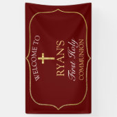 Banderoles Croix d'or de Bourgogne 1ère communion sainte Bien (Vertical)