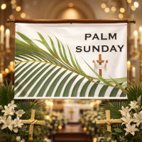 Croix du dimanche des Rameaux avec palme verte