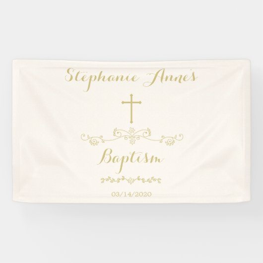 Banderoles Croix et lauriers d'or (Horizontal)