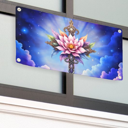 Banderoles Croix Lotus Céleste (Bâtiment extérieur)