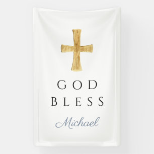 Banderoles Croix Religieuse Bleue Poussiéreuse Moderne Dieu B