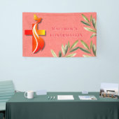 Banderoles Croix rouge et jaune et une confirmation de colomb (Salon professionnel)