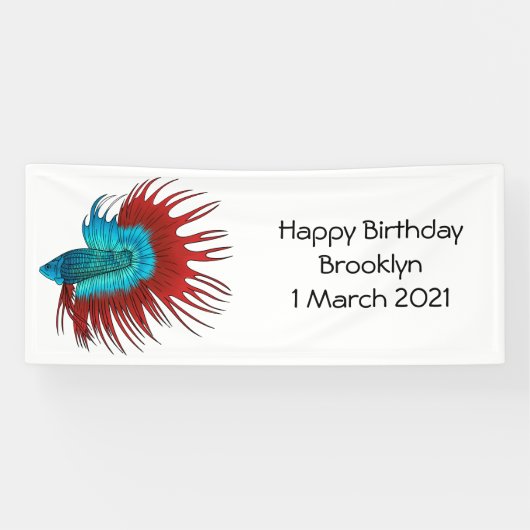 Banderoles Crowntail betta fish dessin animé (Horizontal)