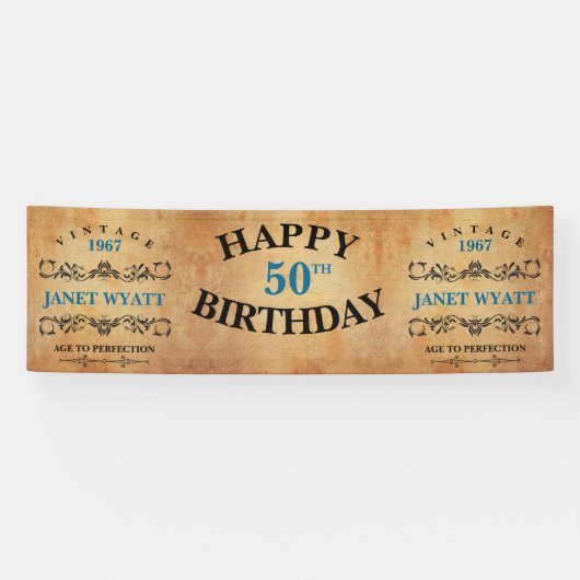 Banderoles Cru toute conception d'anniversaire d'âge (Horizontal)