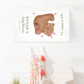 Banderoles Cube Cub Ours Baby shower Rose Accueil (En situation)