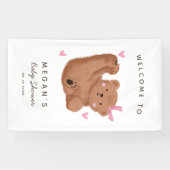 Banderoles Cube Cub Ours Baby shower Rose Accueil (Horizontal)