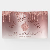 Banderoles Cupcake Bakery Pastry Chef Glitter Drips Rose Gold (Horizontal)