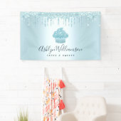 Banderoles Cupcake boulangerie Pâtisserie Chef Turquoise Part (En situation)