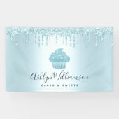 Banderoles Cupcake boulangerie Pâtisserie Chef Turquoise Part (Horizontal)