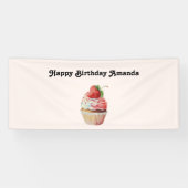 Banderoles Cupcake fraise dessert dessert Anniversaire (Horizontal)