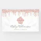 Banderoles Cupcake Rose Rose Parties scintillant or Drives bo (Horizontal)