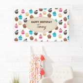 Banderoles Cupcakes Couleur Motif fête d'anniversaire (En situation)