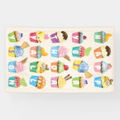 Banderoles Cupcakes Happy Birthday Ajouter Votre Nom Cute Goo (Horizontal)