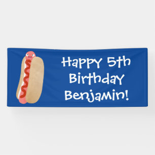 Banderoles Curieux hot dog Weiner dessin animé