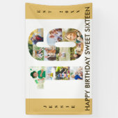 Banderoles Custom 16th Birthday Party Neutral Photo Collage (Vertical)