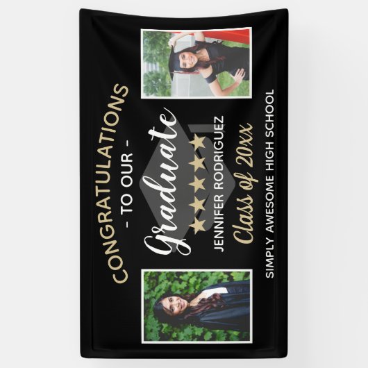 Banderoles Custom 2 Photo Félicitations aux diplômés (Vertical)