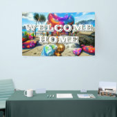 Banderoles Custom 3' x 5' Welcome Home Vinyl Banner - Personn (Salon professionnel)