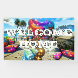 Banderoles Custom 3' x 5' Welcome Home Vinyl Banner - Personn