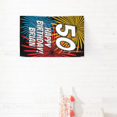 Banderoles Custom Birthday banner with fireworks display (Insitu)