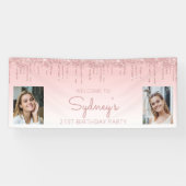Banderoles Custom Deux Photo Rose Parties scintillant Drip 21 (Horizontal)