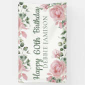 Banderoles Custom Happy 60e anniversaire Rose Floral (Vertical)
