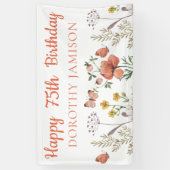 Banderoles Custom Happy 75th Birthday Fleurs sauvages (Vertical)